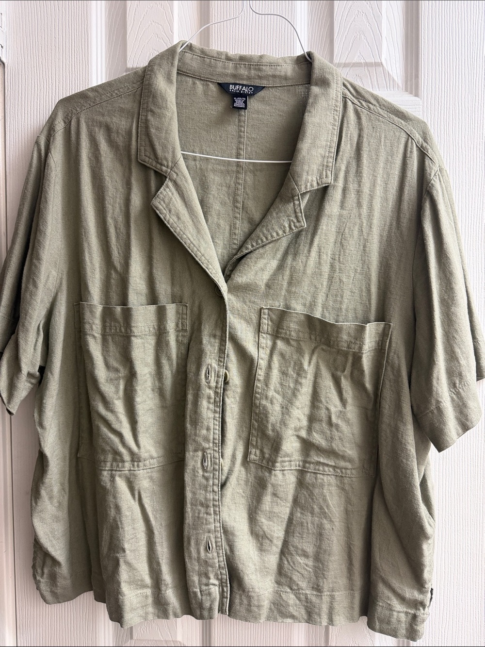 Buffalo David Bitton Olive Green Short Sleeve Camp Shirt